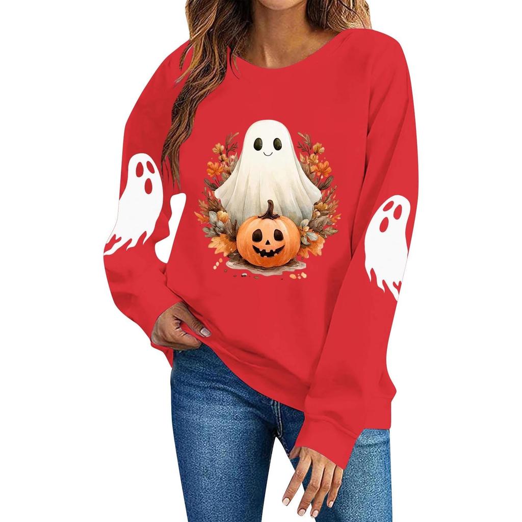 Women's Casual Halloween Hoodie Pullover Sweatshirt Long Sleeve for Holiday Party and Everyday Wear