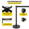Crowd Control Stanchion, 8 Pieces Stanchion Set, with 6.6 ft/2 m Black Retractable Belt, Black Crowd Control Barrier w/Concrete and Metal Base, Easy