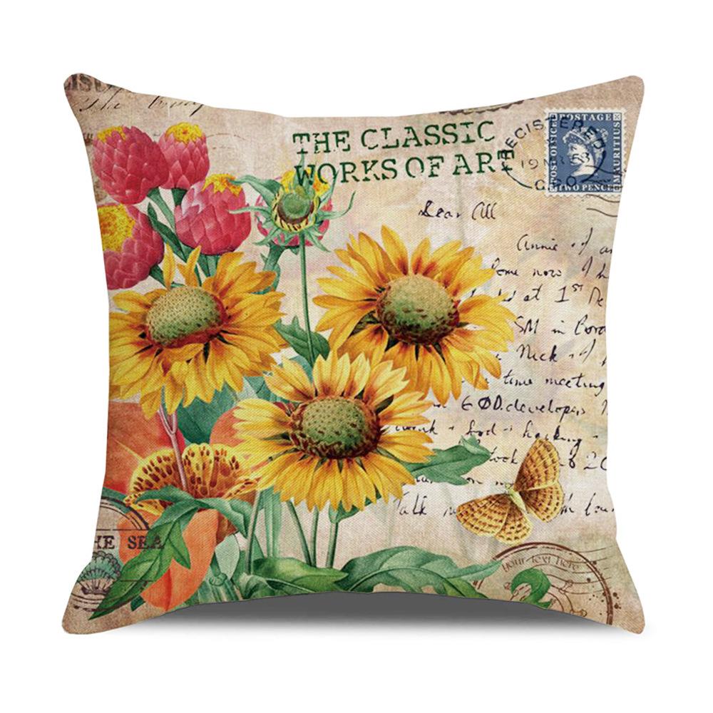 New Vintage Floral Pillow Linen Printed Sofa Home Office Decorative Cushion Cover