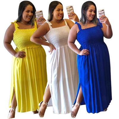 European & American Women's Fashion: Spring/Summer 2021 New Ruched Plus Size Camisole Dress - Sexy Slimming Style.