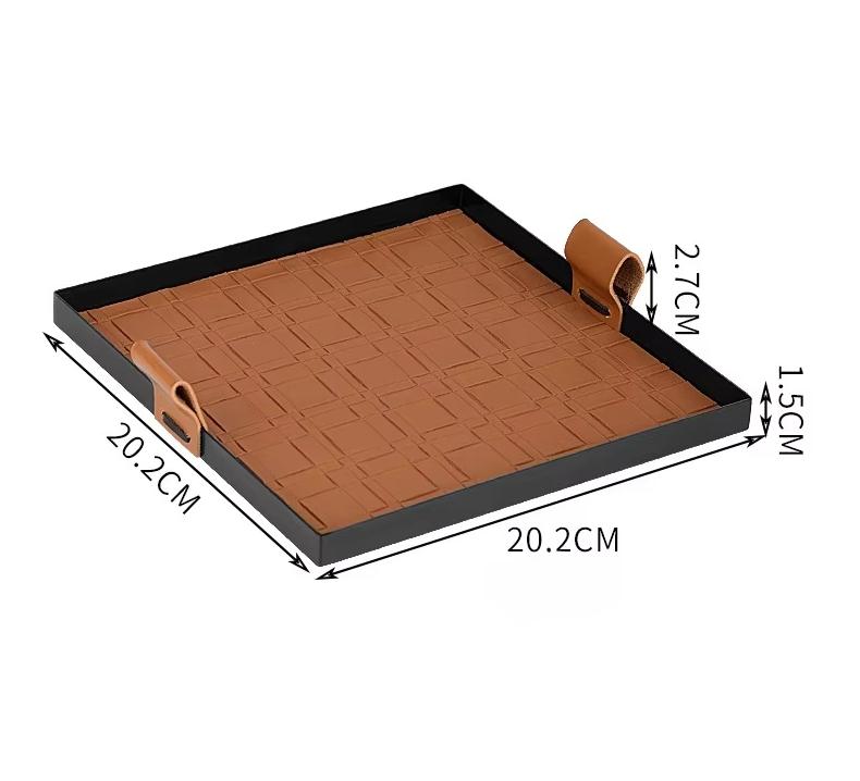 

Jewelry Wooden Storage Plate, Middle Ancient High Grade Black Leather Aromatherapy Tray, French Style Jewelry Decoration