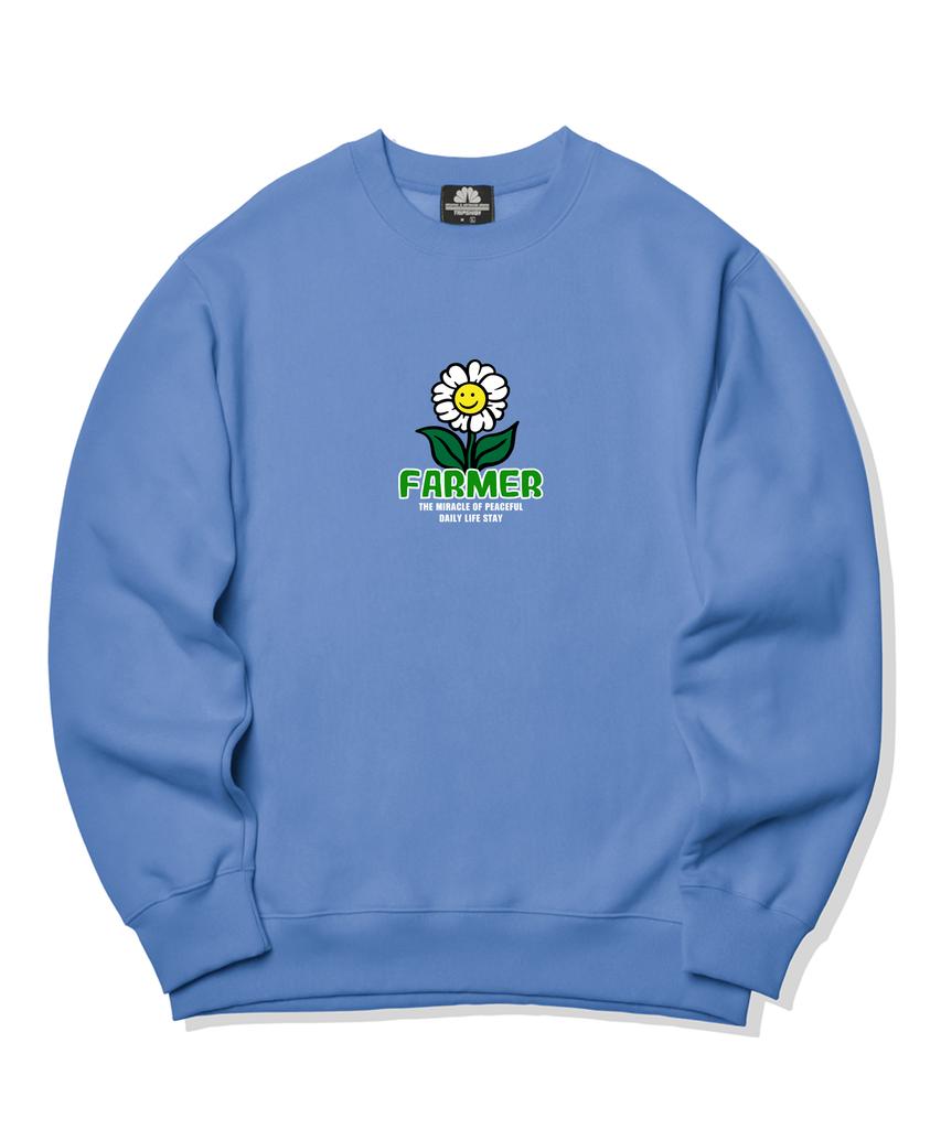 TRIPSHION Farmer Flower Graphic Crewneck - Blue