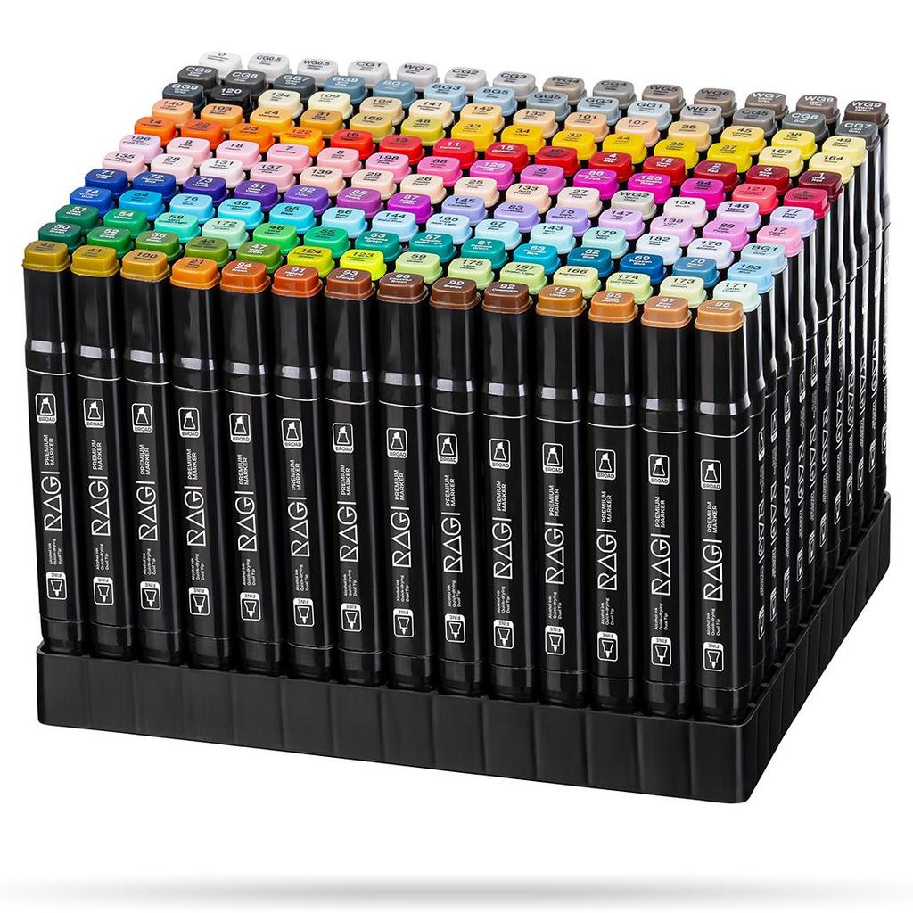 RAGI Alcohol Markers 168 Double-sided Felt-tip Pens, Dual Tip, Professional Artistic Drawing Set