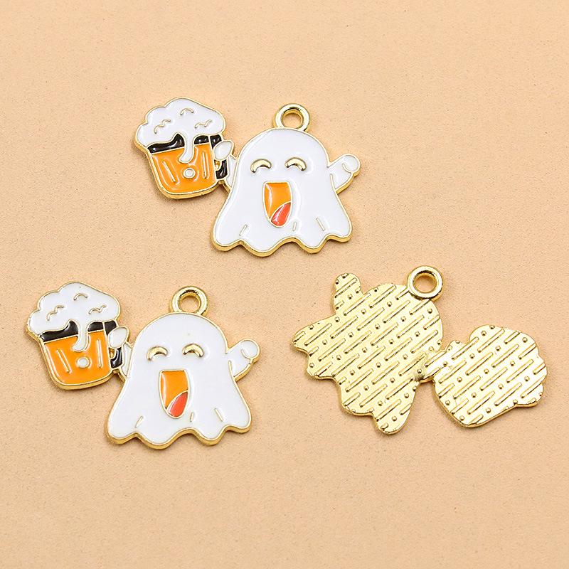 DIY Halloween Alloy Jewelry Charms: KC Gold Drip Oil Bat, Pumpkin, Ghost Pendants