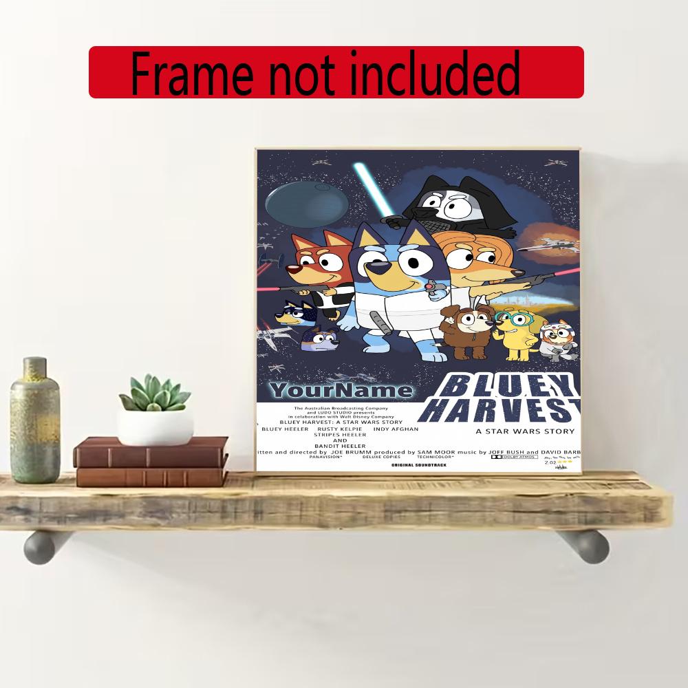 Bluey Customize Your Name Diamond Painting Round Diamond Diy Frameless Holiday Artwork Suitable For Home Office Wall Decoration