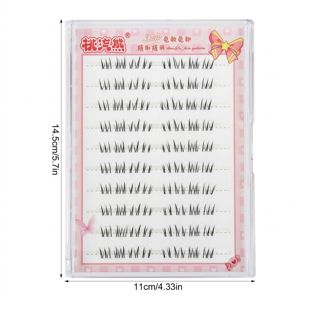 No Glue Natural False Eyelashes Upper Lower Universal HD Camera Ready Black Fiber Lashes