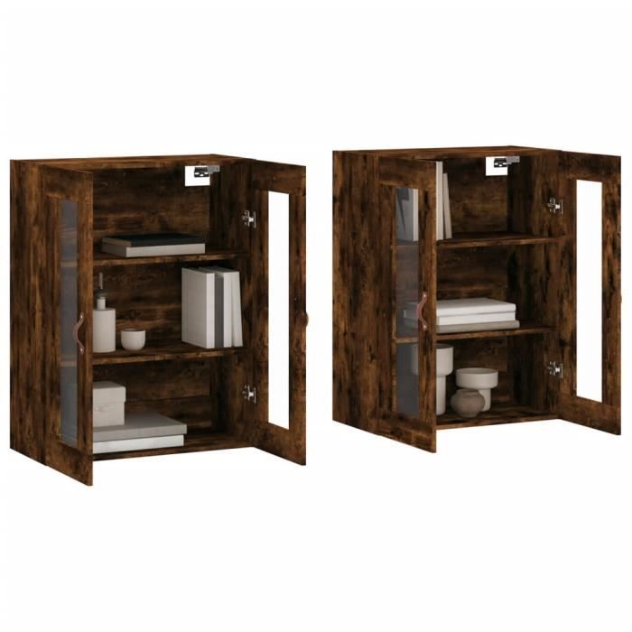VidaXL Armoires murales 2 pcs chêne fumé bois d'ingénierie 3197918