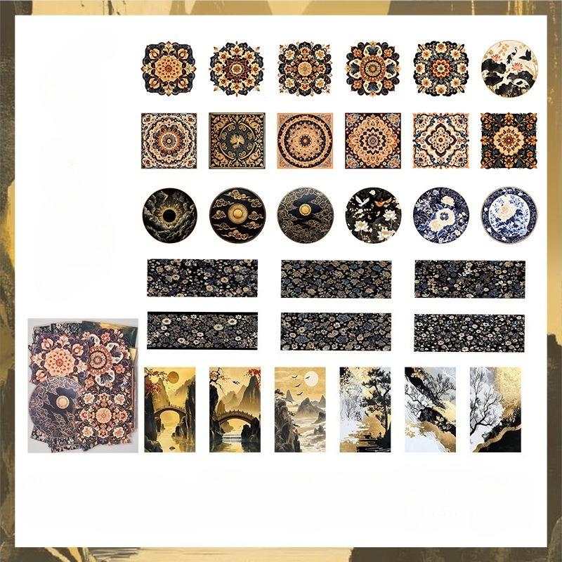 Vintage Baroque Flower Landscape Material Collage PET Sticker Creative DIY Journal Stationery