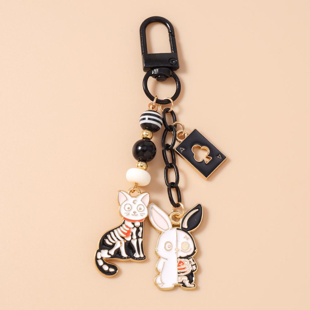 Cute Cartoon Rabbit Cat keychain Women Girls Key Ring Pendants for Handbag DIY Handmade Key Chain Jewelry Gifts