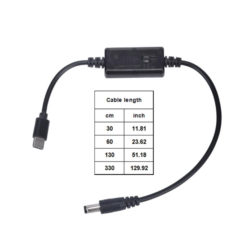 USB C PD Triggering Cable 5.5x2.5mm 65W Multifunctional Power Cord With Digital Display For LED Speaker