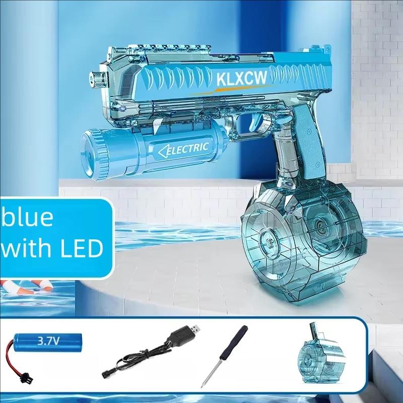 Summer Fully Automatic Burst Water Gun Toy With Light Electric Scope Shooting Water Pistol Beach Swimming Pool Toy for Kids Gift