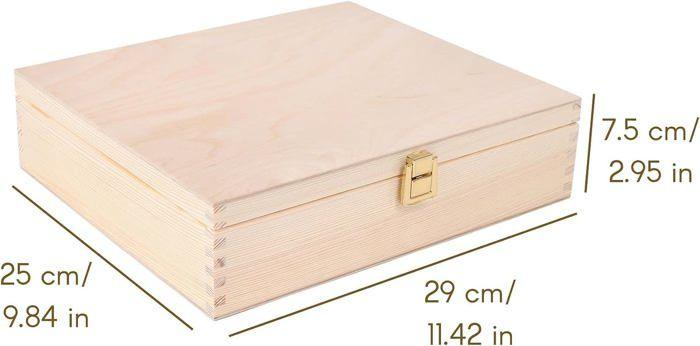 Boîte à Thé en Bois Non Peint - Creative Deco - 29 x 25 x 7,5 cm - 12 Compartiments - Rangement Cuisine