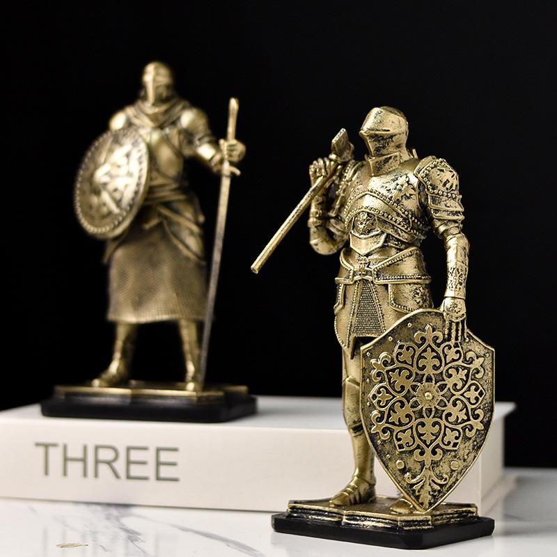 Nordic Retro Guard Resin Knight Ornament Creative Home Living Room Office Crafts Ornament