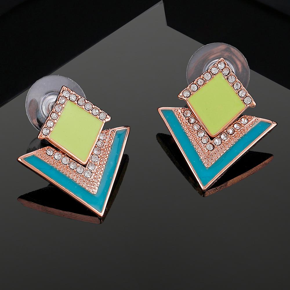 

Дизайнерские женские серьги-гвоздики Estele с покрытием из розового золота и геометрическим узором