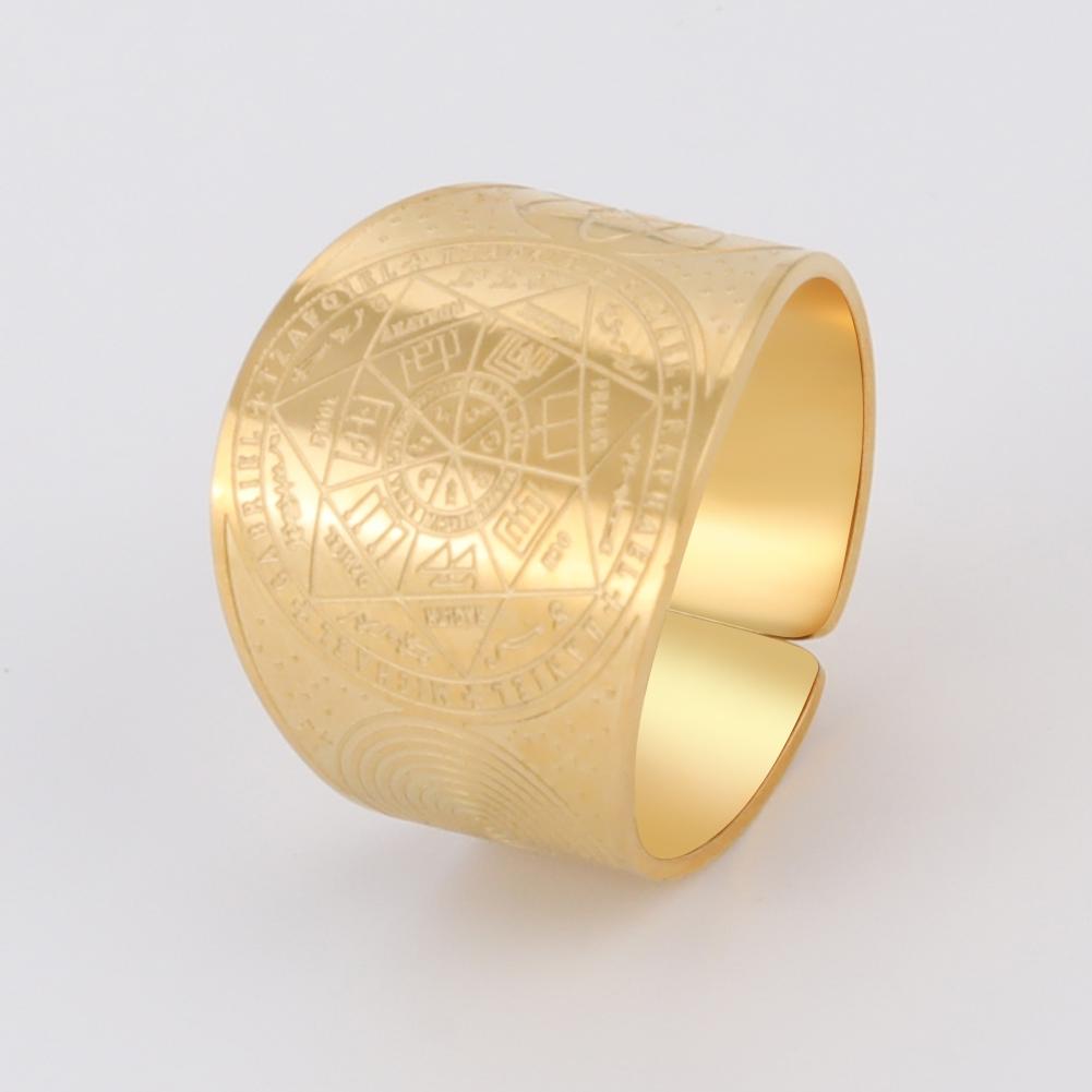 Dawapara Siegel der Sieben Erzengel Geheimnis des Universums Ring Salomos Kabbala Amulett Talisman Edelstahl Schmuck