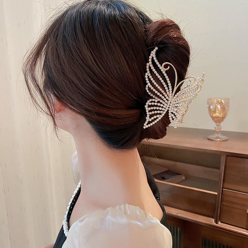 Shark Grab Clip, Large Hair Volume, High-End Butterfly Metal Hairpin, Wind Hairpin, Light Luxury Hair Accessories