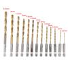 13pcs Titanium Coated Drill Bit Set High Speed Steel Titanium Coated Drill Bits  Wood Drilling