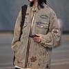 Unisex Retro Denim Motorcycle Jacket: Autumn/Winter Casual Trend, Loose Fit with Lapel