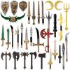 12/24PCS Medieval Figure Weapon Accessories Kit Building Blocks King Sword Lion King Shield Trident Battle Axe Double-edged Axe Brick Toy