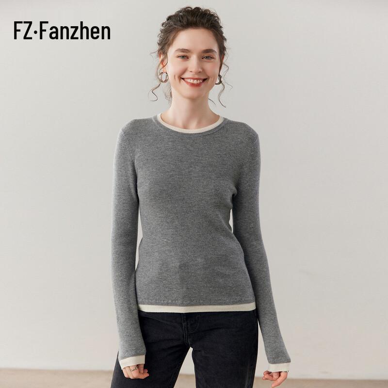Fanzhen Women's Slim-Fit Round Neck Cashmere Sweater
