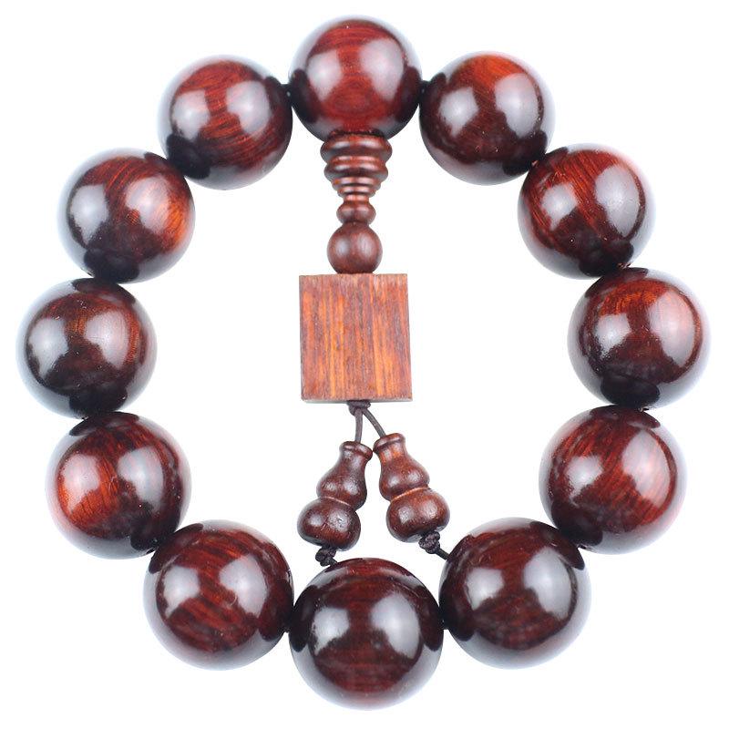 Purple Sandalwood Rhinoceros Horn Prayer Beads Bracelet with High Oil Content - 20 Red Wood Beads