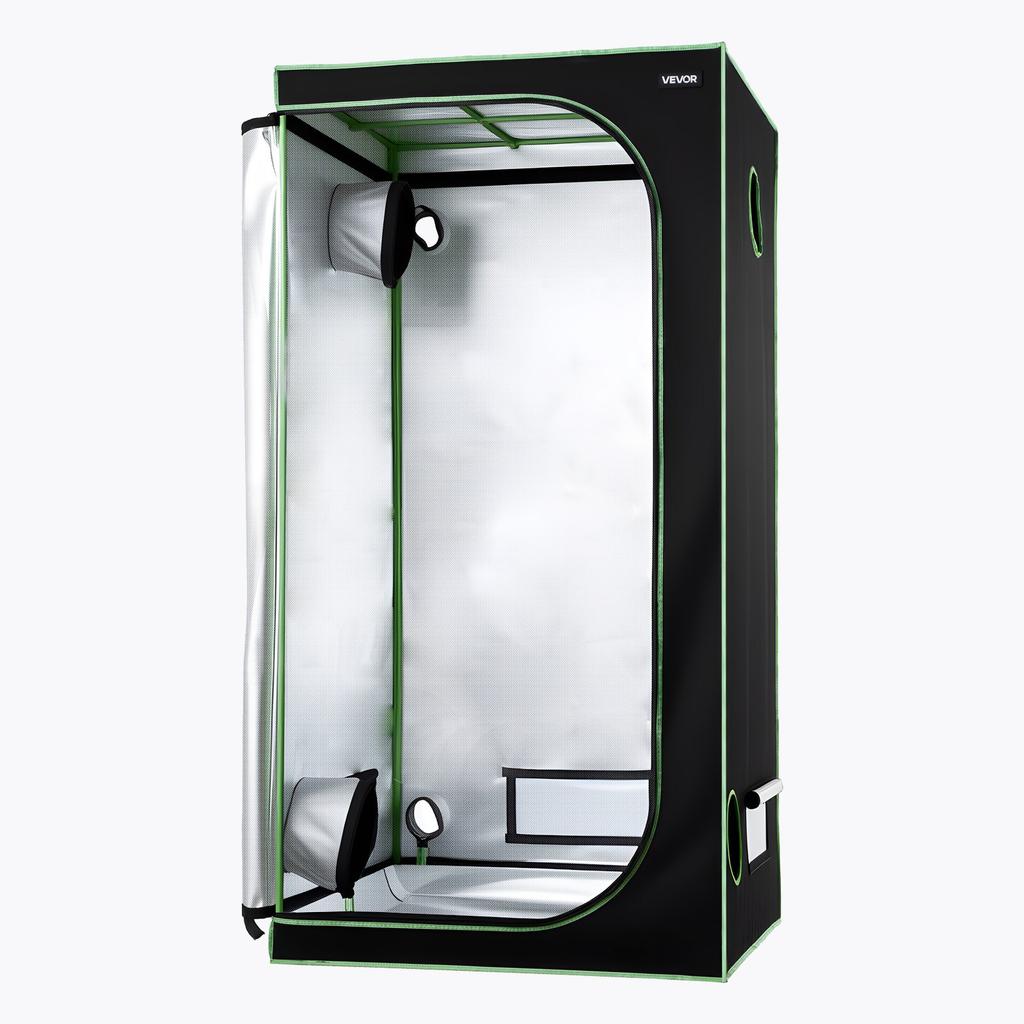 VEVOR Indoor Grow Tent, 100 x 100 x 200 cm, 600D High Reflective Mylar, Indoor Plant Tent with Observation Window, Floor Tray & Zipper