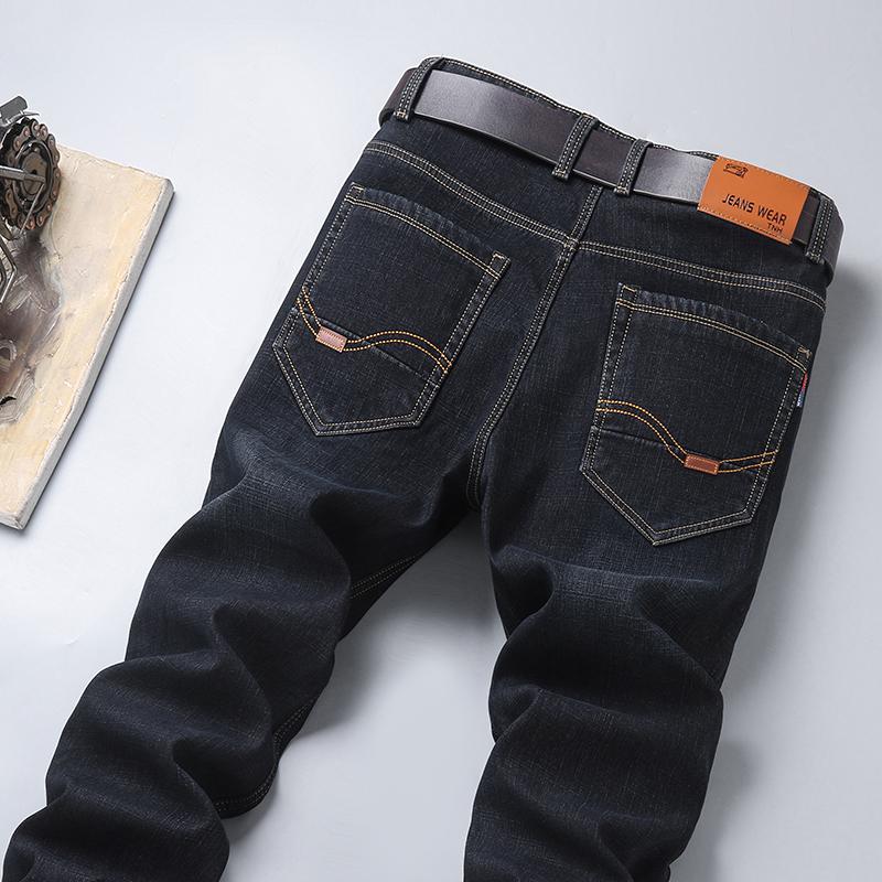 Jeans for menn Denim Høst og vinter Plysj fortykket Løs Rett Stor størrelse Varmt arbeid Uformelle lange bukser