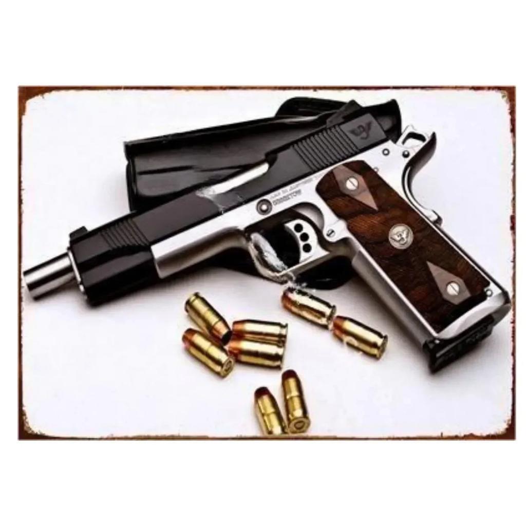 Exquisitely Designed Pistol Metal Signs: Embodying Military Sophistication, These Are the Ideal Wall Decor for Man Caves