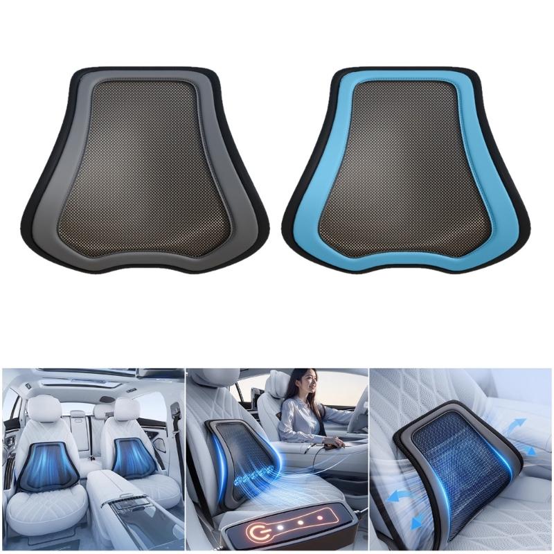 Mesh Car Lumbar Support Pad with Fan Function, Ergonomic Vehicle Seat Back Support Cushion for Daily Driving Comfort