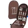 12 Piece Picnic Utensil Set Includes Cutting Board Spoon Tongs Scissors Ladle Spatula Peeler Knife with Storage Bag for Outdoor Cooking