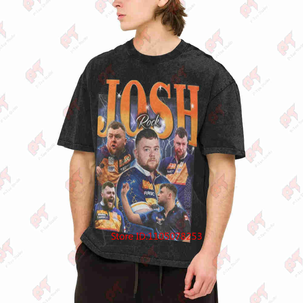 Josh Rock Darts Vintage Washed Tee Pure Cotton T-Shirt