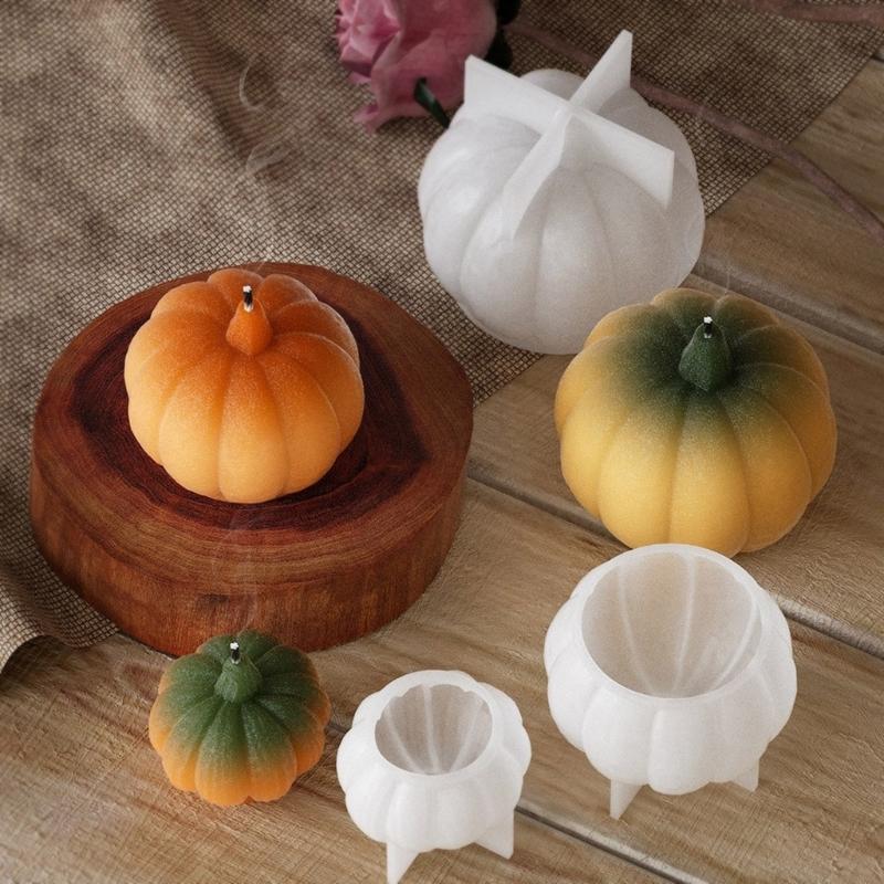 Pumpkin Shaped Candle Mold Gypsum Ornament Mould Home Decoration Molds Handmade Jewelry for Aromatherapys Enthusiasts