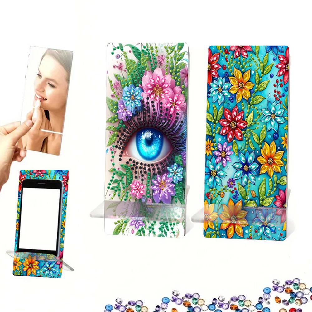 2Pcs Acrylic DIY Animals Flower Diamond Painting Phone Holder Rhinestone Phone Mount Smartphone Support for Adults Beginners