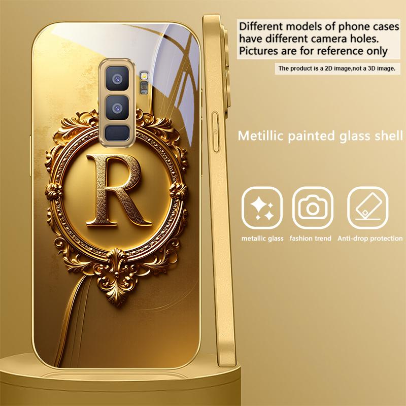 Gorgeous letter gold "R" For Samsung Galaxy S26 S20 FE S21 S22 S23 Plus S24 Ultra S25Ultra S21+  S22Plus Golden glass phone case