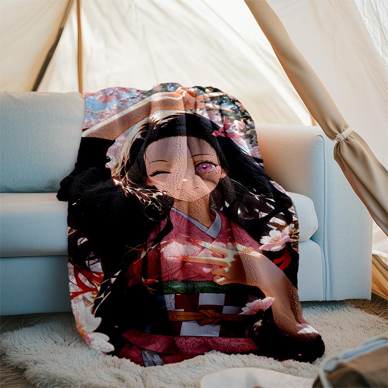 1pc nezouko6 Theme Blanket - Digital Print, Polyester, Cozy for All Seasons, Perfect for Outdoor, and Travel