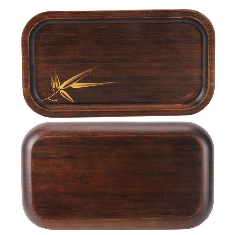 Wood Rectangular Tea Tray Rectangular Shape Snack Platter Bamboo Tea Tray Household Kitchen
