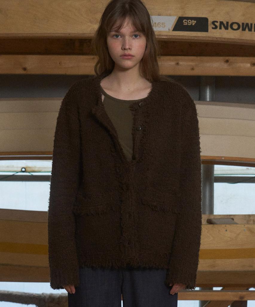 Andneeds Allen Tweed Cardigan (Dark Brown)