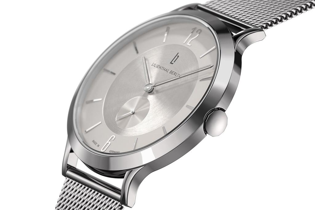 Lilianthal Berlin Srebrny Zegarek z Małą Sekundą Made in Germany, L01-115-B023AS