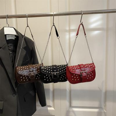 Trendy Handbag, Underarm Bag, Women's Bag, New Fashion Simple Punk Style Rivet Shoulder Bag