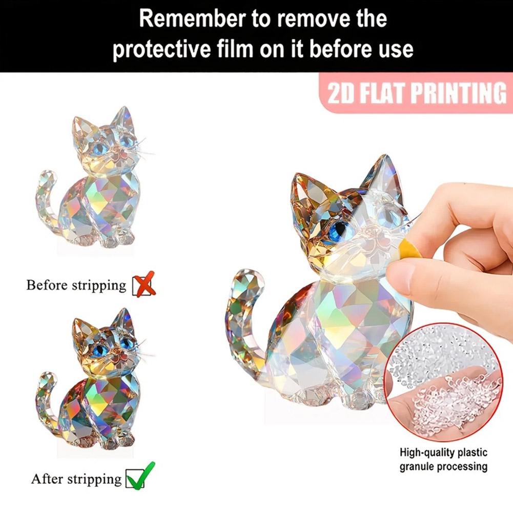 Acrylic Decorative Sign Cat Colorful 2D Flat Print Cute Elephant Ornament Crystal Art Home Decor Figurine Table Ornament Gifts