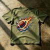Flaming Football Ball Motion Fire Smoke EffectAthletic Gym T Shirt The United States Football Fan Sportswear Graphic Tee
