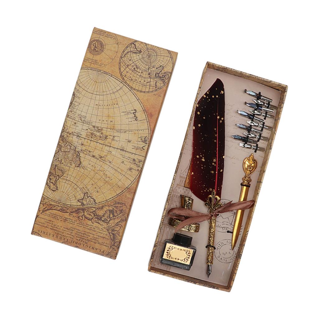 Quill Pen Set Exquisite Retro Smoothing Writing   Pen Caligraphy Pen Kit with Multiple Replacement Nibs