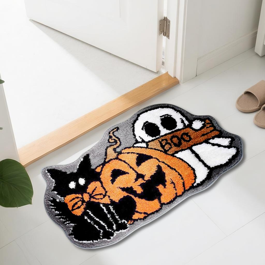 Halloween Badezimmerdecke Kürbis T Getuftete Badematte Rutschfeste Badezimmer-Badezimmerdecke Fußmatte für die Haustür