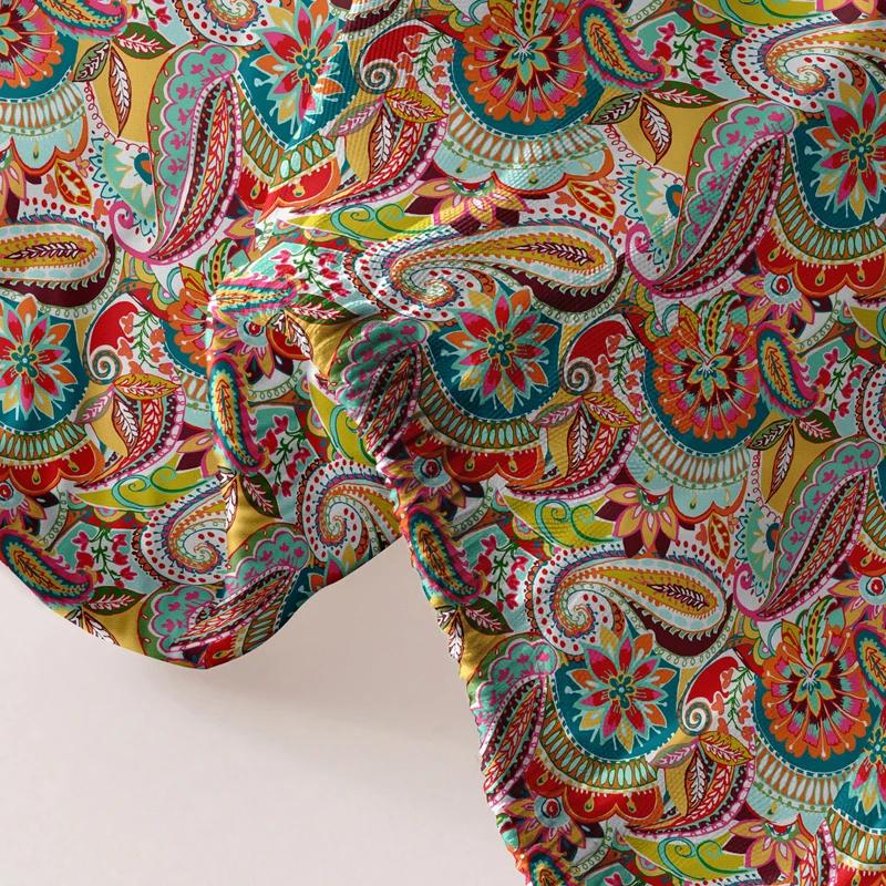 1 Cearșaf de pat mat cu model boem, Cuvertură de pat imprimată pentru dormitor, Lenjerie de pat (Excluzând fetele de pernă)