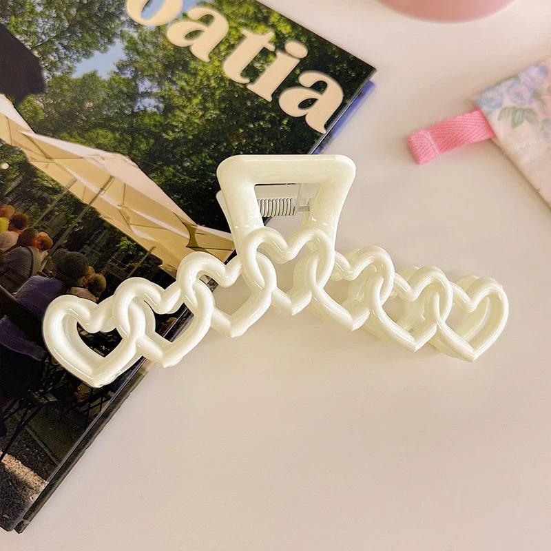 2025 New Y2k Dopamine Girl Fashion Pink Color Hollow Geometric Star Heart Hair Clips Women Hair Claw Cross Headband Shark Clip