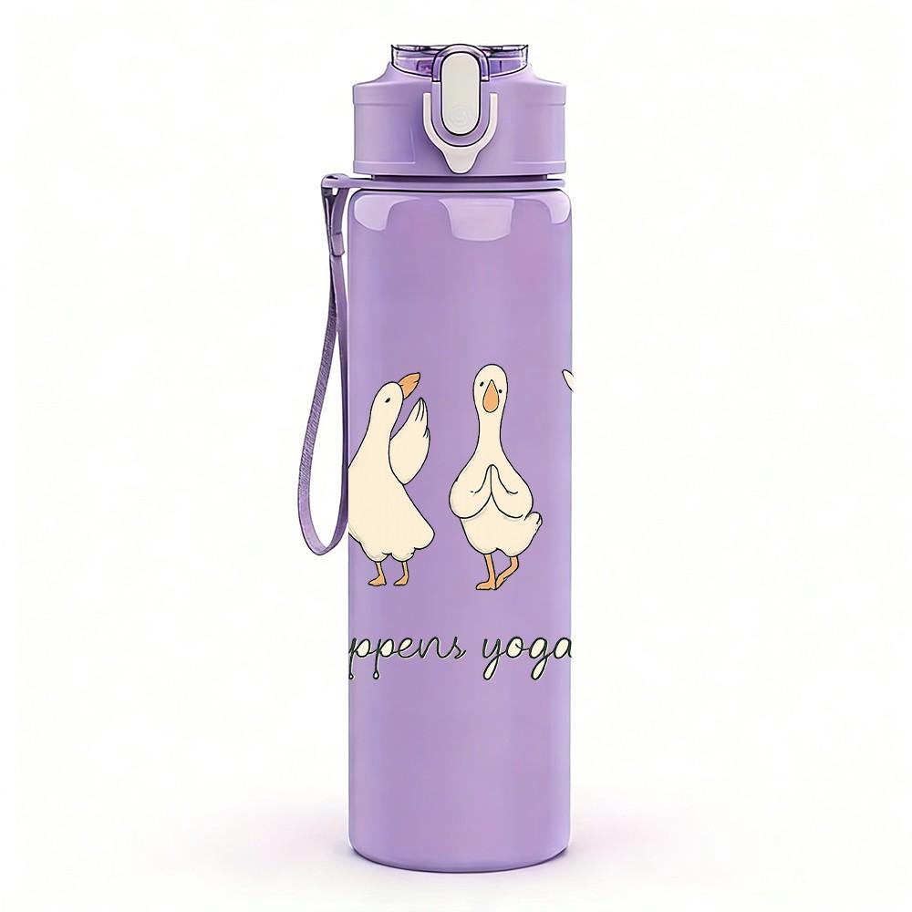 1PC Life Happens Duck Group 750ml Color Plastic Sports Water Bottle Leakproof Flip Straw Lid Suitable for Sports Office Home Use