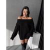 Autumn Winter Loose Casual One Word Collar Solid Sweater Women Sexy Off the Shoulder Bottomed Knitting Top