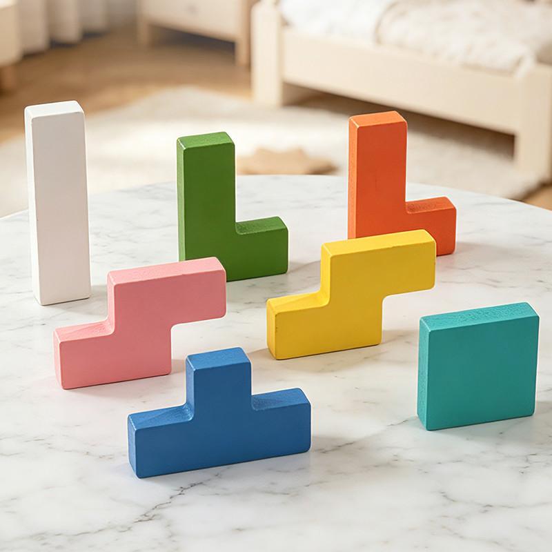 2-Player Wooden Battle Block Game with Competition Bell Kid Logic Training Interactive Board Game Family Party Puzzle Toy for 3+