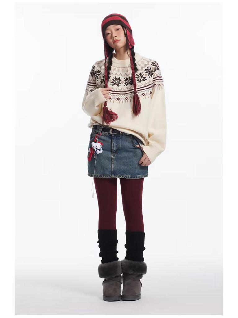 Men's Fair Isle Round Neck Sweater: Autumn/Winter Retro Knit Pullover