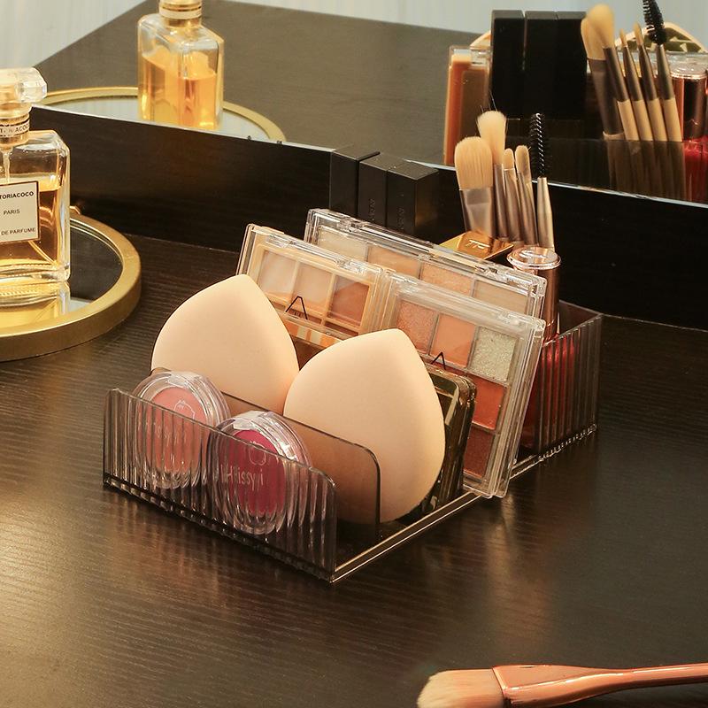 Clear Cosmetics Organizer: All-in-One Storage Box for Lipsticks & Eyeshadows, Divided Makeup Drawer for Dressing Table.